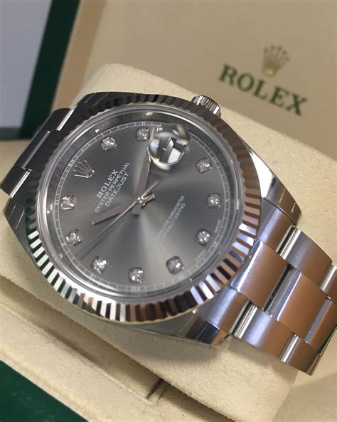 rolex rhodium dial datejust|Rolex Datejust 41 with diamonds.